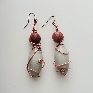 Bohemian Wire-Wrapped Earrings w/ Sunstone